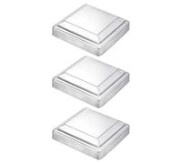 sourcing map 3Pcs Fence Post Cap Fit 4" x 4" OD Pipe, Galvanized Steel Deck Post Cover Square Decking Caps for Mailbox Outdoor Chain Link Wood/Metal Fence Deck Railing, Silver