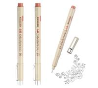 sourcing map 3Pcs Fineliner Ink Pens, 0.45mm Brown Micro Pens with Waterproof Archival Ink for Watercolor Sketching Cartoon Technical Drawing