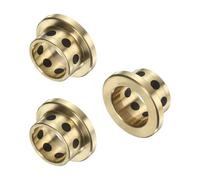 sourcing map 3pcs Flange Sleeve Bearings 12mm Bore x 15mm OD x 10mm Height, Wrapped Oilless Flange Bushings Brass Graphite, Oilless Lubricating Cast Brass Bushing