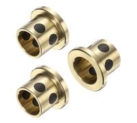 sourcing map 3pcs Flange Sleeve Bearings 12mm Bore x 15mm OD x 15mm Height, Wrapped Oilless Flange Bushings Brass Graphite, Oilless Lubricating Cast Brass Bushing