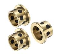 sourcing map 3pcs Flange Sleeve Bearings 16mm Bore x 20mm OD x 15mm Height, Wrapped Oilless Flange Bushings Brass Graphite, Oilless Lubricating Cast Brass Bushing