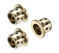 sourcing map 3pcs Flange Sleeve Bearings 16mm Bore x 22mm OD x 20mm Height, Wrapped Oilless Flange Bushings Brass Graphite, Oilless Lubricating Cast Brass Bushing