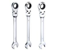 sourcing map 3pcs Flex-Head Ratcheting Wrench 14/15/16mm 180° Rotating Head Metric Ratchet Combination Wrenches 72-Teeth Chrome Vanadium Steel Open End Ratchet for Fasteners Nut Bolt