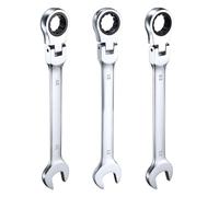 sourcing map 3pcs Flex-Head Ratcheting Wrench 20/21/22mm 180° Rotating Head Metric Ratchet Combination Wrenches 72-Teeth Chrome Vanadium Steel Open End Ratchet for Fasteners Nut Bolt