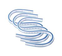 sourcing map 3pcs Flexible Curve Ruler 300mm (12") Metric and Inch Double Side Bendable Curve Plastic Graduated Rulers for Engineering Drawing Design Graphics Garment, Blue White