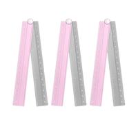 sourcing map 3pcs Folding Straight Ruler 30cm Metric Aluminum Alloy Protractor Foldable Angle Ruler Geometric Measuring Tool with Angle Line for Architects Artists Office, Pink Silver Tone