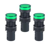 sourcing map 3Pcs Green Indicator Light AC/DC 24V, 16mm Panel Mount, for Electrical Control Panel, HVAC, DIY Projects