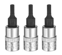 sourcing map 3pcs H3 Hex Bit Socket 1/4" Square Drive Metric Extension Impact Bit Power Nut Driver Set S2 & CR-V Steel Socket Ratchet Wrench Bits, Silver Black