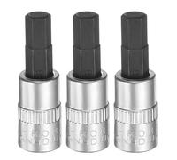 sourcing map 3pcs H6 Hex Bit Socket 1/4" Square Drive Metric Extension Impact Bit Power Nut Driver Set S2 & CR-V Steel Socket Ratchet Wrench Bits, Silver Black