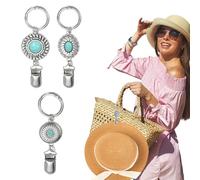 sourcing map 3Pcs Hat Clip for Travel on Bags, Metal Vintage Holder Hands, Free Bag Backpack Clip, Protect Hat from Falling for Hanging on Handbags Totes Luggage Purse, Sun, Line & Oval