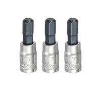 sourcing map 3Pcs Hex Bit Socket 1/4" Drive H7 S2 Steel Hexagonal Head Screwdriver Drill Bits CR-V Steel Socket Adapter for Home Auto Axle Hex Nuts Bolts Repair