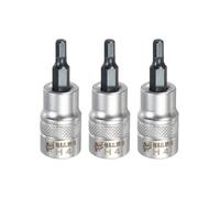 sourcing map 3Pcs Hex Bit Socket 3/8" Drive H4 S2 Steel Hexagonal Head Screwdriver Drill Bits CR-V Steel Socket Adapter for Home Auto Axle Hex Nuts Bolts Repair