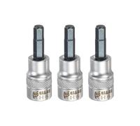 sourcing map 3Pcs Hex Bit Socket 3/8" Drive H6 S2 Steel Hexagonal Head Screwdriver Drill Bits CR-V Steel Socket Adapter for Home Auto Axle Hex Nuts Bolts Repair