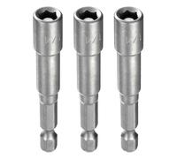 sourcing map 3pcs Hex Nut Driver Drill Bit 1/4" 6-Point Socket 1/4" Hex Shank Magnetic Nut Setter Quick-Change Nut for Power Drills Impact Drivers, Silver Tone