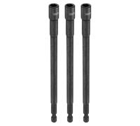 sourcing map 3pcs Hex Nut Driver Drill Bit 6mm Metric 6-Point Socket 1/4" Hex Shank Magnetic Setter CR-V Steel Bolt Sockets for Power Drills Impact Drivers, 5.91" (150mm) Long