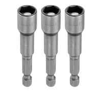 sourcing map 3pcs Hex Nut Driver Drill Bit 9mm Metric 6-Point Socket 1/4" Hex Shank Magnetic Setter CR-V Steel Bolt Sockets for Power Drills Impact Drivers, 2.56" (65mm) Long