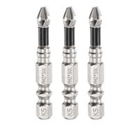 sourcing map 3pcs Impact Phillips Screwdriver Bit PH2 (#2) Anti Slip Tip 1/4" Hex Shank 2" (50mm) Long Magnetic Cross Screw Driver Industrial Power Drill Bits for Remove Fastening Screws