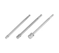 sourcing map 3pcs Impact Socket Adapter Set 1/4" 3/8" 1/2" Square Drive 1/4" Hex Shank 6" Long Extension Bit for Axle Nut Driver Drill Socket Sets