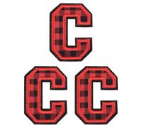 sourcing map 3Pcs Iron on Letter Patches, 5.5cm/2.17" Alphabet C Embroidered Letter Patches, Small A-Z Alphabet Applique for DIY Clothes Hats Bags Jeans Jackets, Red Black Buffalo Plaid