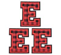 sourcing map 3Pcs Iron on Letter Patches, 5.5cm/2.17" Alphabet E Embroidered Letter Patches, Small A-Z Alphabet Applique for DIY Clothes Hats Bags Jeans Jackets, Red Black Buffalo Plaid