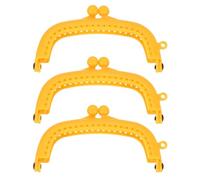 sourcing map 3Pcs Kiss Lock Clasp, 8.5cm/3.35" Retro Arch Resin Purse Frame for Purse Making Handled Bag Coin Bag Frame Replacements, Yellow