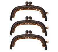 sourcing map 3Pcs Kiss Lock Clasp, 8.5cm/3.35" Retro Arch Resin Purse Frame for Purse Making Handled Bag Coin Bag Frame Replacements, Brown