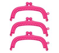 sourcing map 3Pcs Kiss Lock Clasp, 8.5cm/3.35" Retro Arch Resin Purse Frame for Purse Making Handled Bag Coin Bag Frame Replacements, Pink