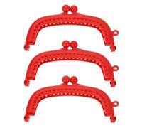 sourcing map 3Pcs Kiss Lock Clasp, 8.5cm/3.35" Retro Arch Resin Purse Frame for Purse Making Handled Bag Coin Bag Frame Replacements, Red