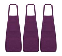 sourcing map 3pcs Kitchen Cooking Aprons 75x65cm Polyester Artist Painting Apron with 2 Pockets for Women Men Chef Home Kitchen Restaurant Craft Garden Cooking, Purple