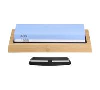 sourcing map 3pcs Knife Sharpening Stone Set 400/1000 Grit Knife Sharpening Stone with Bamboo Base Angle Guide Sharpener Whetstone for Knives Scissors Kitchen, Blue/White