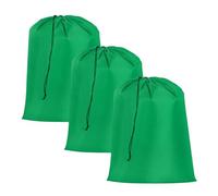 sourcing map 3pcs Laundry Bag With Drawstring Closure 28" x 40" Extra Large Heavy Duty Clothes Bag for College Dorm Camp Travel Trip Storage, Green