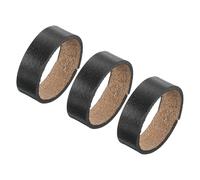 sourcing map 3Pcs Leather Belt Loop Keepers - Textured Ring Buckle Fits 3.8cm Width Belt Strap for DIY Craft Bag Belt Fixing (Black)