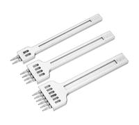 sourcing map 3pcs Leather Stitching Punch 4mm 2/4/6 Prong Alloy Steel Leather Punch Hole Tool Chisel for DIY Craft Handbag Wallets Card Belt Holders Key Holders Belts, White