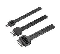 sourcing map 3Pcs Leather Stitching Punch 4mm 2/4/6 Prong Carbon Steel Leather Punch Hole Tool Stitching Chisel for DIY Craft Handbag Wallets Card Belt Holders Key Holder Belt, Black