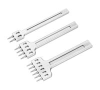 sourcing map 3pcs Leather Stitching Punch 6mm 2/4/6 Prong Alloy Steel Leather Punch Hole Tool Chisel for DIY Craft Handbag Wallets Card Belt Holders Key Holders Belts, White