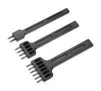 sourcing map 3Pcs Leather Stitching Punch 6mm 2/4/6 Prong Carbon Steel Leather Punch Hole Tool Stitching Chisel for DIY Craft Handbag Wallets Card Belt Holders Key Holder Belt, Black