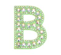 sourcing map 3pcs Letter B Patches Iron-On, Green Patch Glitter Alphabet Applique Rhinestone Pearl English Letter Hot Melt Adhesive Process for Clothing Backpack Jean