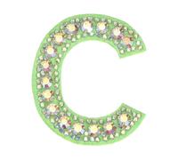sourcing map 3pcs Letter C Patches Iron-On, Green Patch Glitter Alphabet Applique Rhinestone Pearl English Letter Hot Melt Adhesive Process for Clothing Backpack Jean