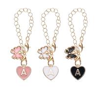 sourcing map 3pcs Letter Charm Accessories for Tumbler Cup, Heart Shaped Name ID Letter Charm with Butterfly Decoration for Modern Tumbler Water Cup Handle, Black/White/Pink(Letter A)