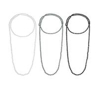 sourcing map 3Pcs Long Pearl Necklace, 59 in Faux Pearls Strand for Women, 1920s Flapper Style Vintage Layered Beaded Necklace Costume Gatsby Ballgown, Black White Gray