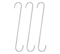 sourcing map 3pcs Long S Hooks 12 Inch Extra Long Metal S-Shaped Hanging Hooks High Manganese Steel S Hanger Storage Organizing Tool for Kitchen Garden Bathroom Garage Closet, Silver