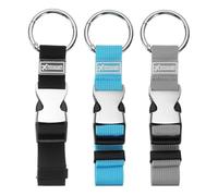 sourcing map 3pcs Luggage Straps Jacket Clips Strap Adjustable Suitcase Belt Baggage Backpack Connector Travel Accessories with Metal Buckle for Extra Bags Travel Attachment, Black Gray Blue