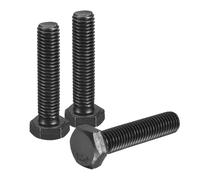 sourcing map 3Pcs M10-1.5 x 45mm Left Hand Hex Head Bolt, Black Oxide Carbon Steel Reverse Fully Threaded Fastener Screws Bolts for Machinery, Automobiles and Construction