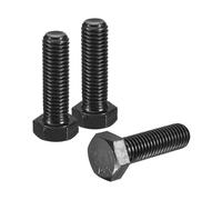 sourcing map 3Pcs M12-1.75 x 40mm Left Hand Hex Head Bolt, Black Oxide Carbon Steel Reverse Fully Threaded Fastener Screws Bolts for Machinery, Automobiles and Construction