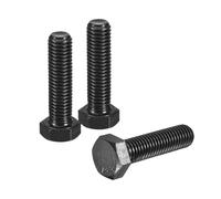 sourcing map 3Pcs M12-1.75 x 45mm Left Hand Hex Head Bolt, Black Oxide Carbon Steel Reverse Fully Threaded Fastener Screws Bolts for Machinery, Automobiles and Construction