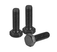 sourcing map 3Pcs M6-1 x 20mm Left Hand Hex Head Bolt, Black Oxide Carbon Steel Reverse Fully Threaded Fastener Screws Bolts for Machinery, Automobiles and Construction