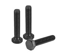 sourcing map 3Pcs M6-1 x 30mm Left Hand Hex Head Bolt, Black Oxide Carbon Steel Reverse Fully Threaded Fastener Screws Bolts for Machinery, Automobiles and Construction