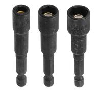 sourcing map 3pcs Magnetic Nut Driver 6,8,10mm Hex Drive Socket CR-V Steel Power Screw Drill Bits Socket Wrench Tools with 1/4" Quick Change Hex Shank for Power Drills Impact Drivers, Black
