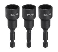 sourcing map 3Pcs Magnetic Nut Driver 9/16" x 1/4" Quick Change Hex Shank Magnetic SAE Nut Driver CRV Steel for Impact Drive Nuts Bolts Driver Bit Set for Drill