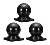 sourcing map 3Pcs Metal Ball Post Cap, 120mm / 4.72 inch Round Fence Post Cap with Ball Top, Decorative Iron Pipe Caps for Square Posts, Handrail Guardrail, Deck Railing, Gate, Mailbox, Black